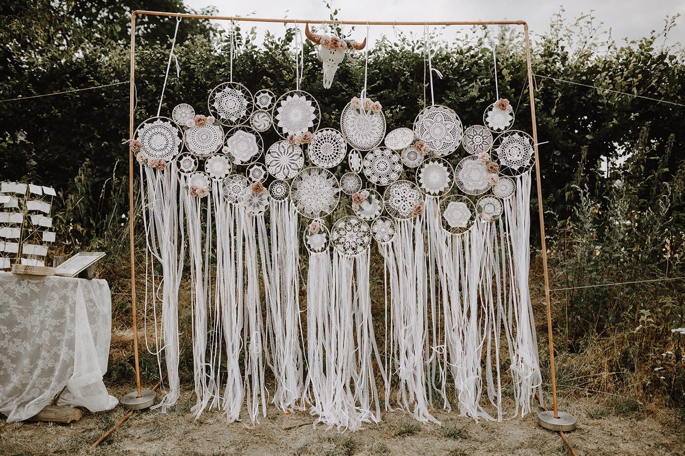 Fotohintergrund Traumfänger Bohohochzeit Hochzeitsdeko Boho - Dekoverleih lovely wild moments